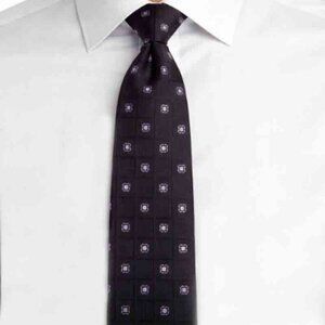 NWOT DANIEL CREMIEUX Silk Tie Black Purple White Geometric Men's 60.75"
